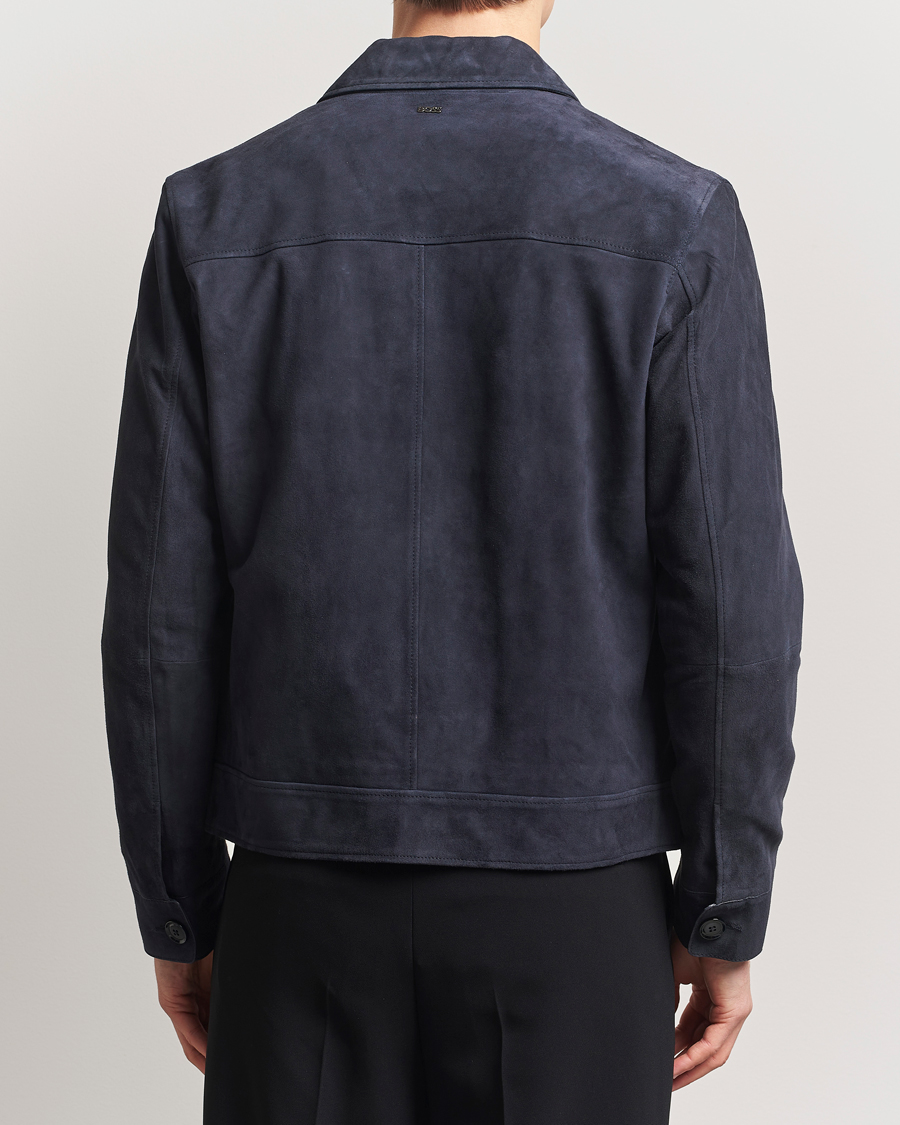 BOSS BLACK Malbano Suede Jacket Dark Blue