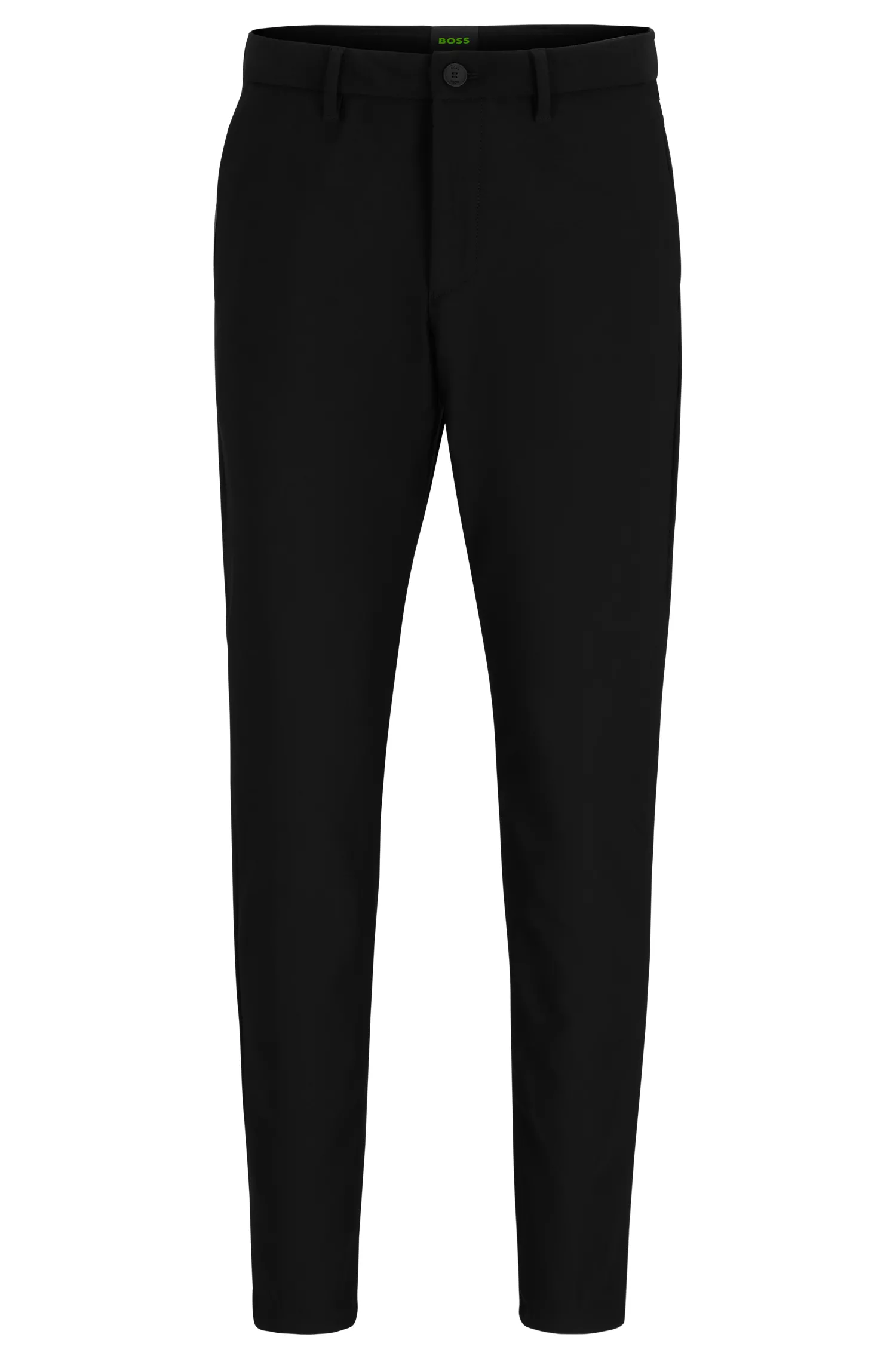 Calça BOSS verde-slim em tecido softshell impermeável.