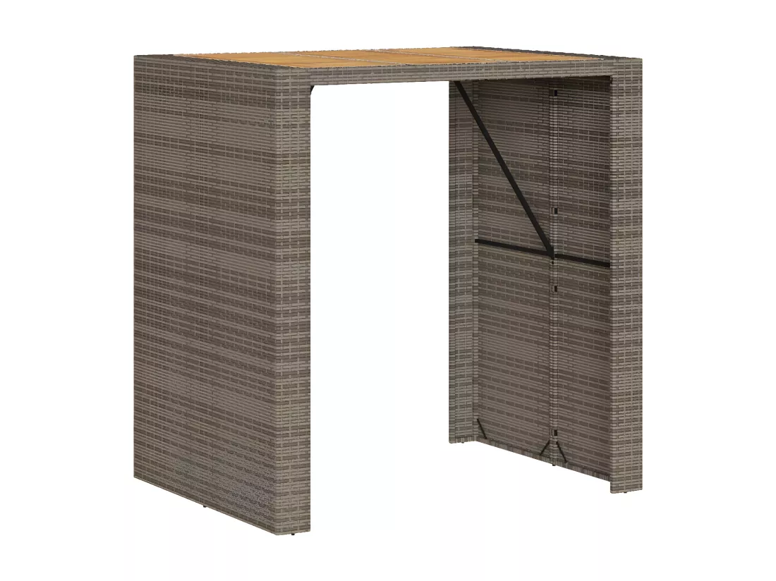 Prolenta Premium - Table de bar de jardin et dessus en bois acacia résine tressée