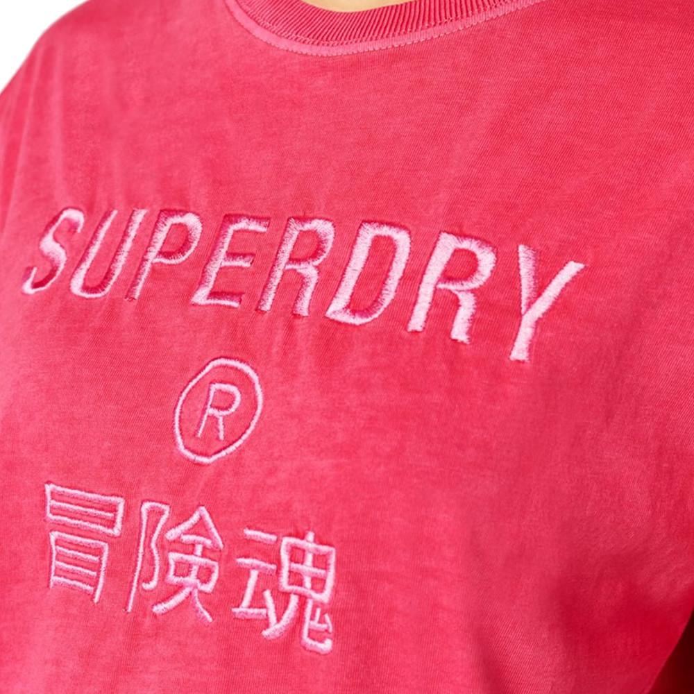 Superdry T-shirt Rose Femme Superdry Garment