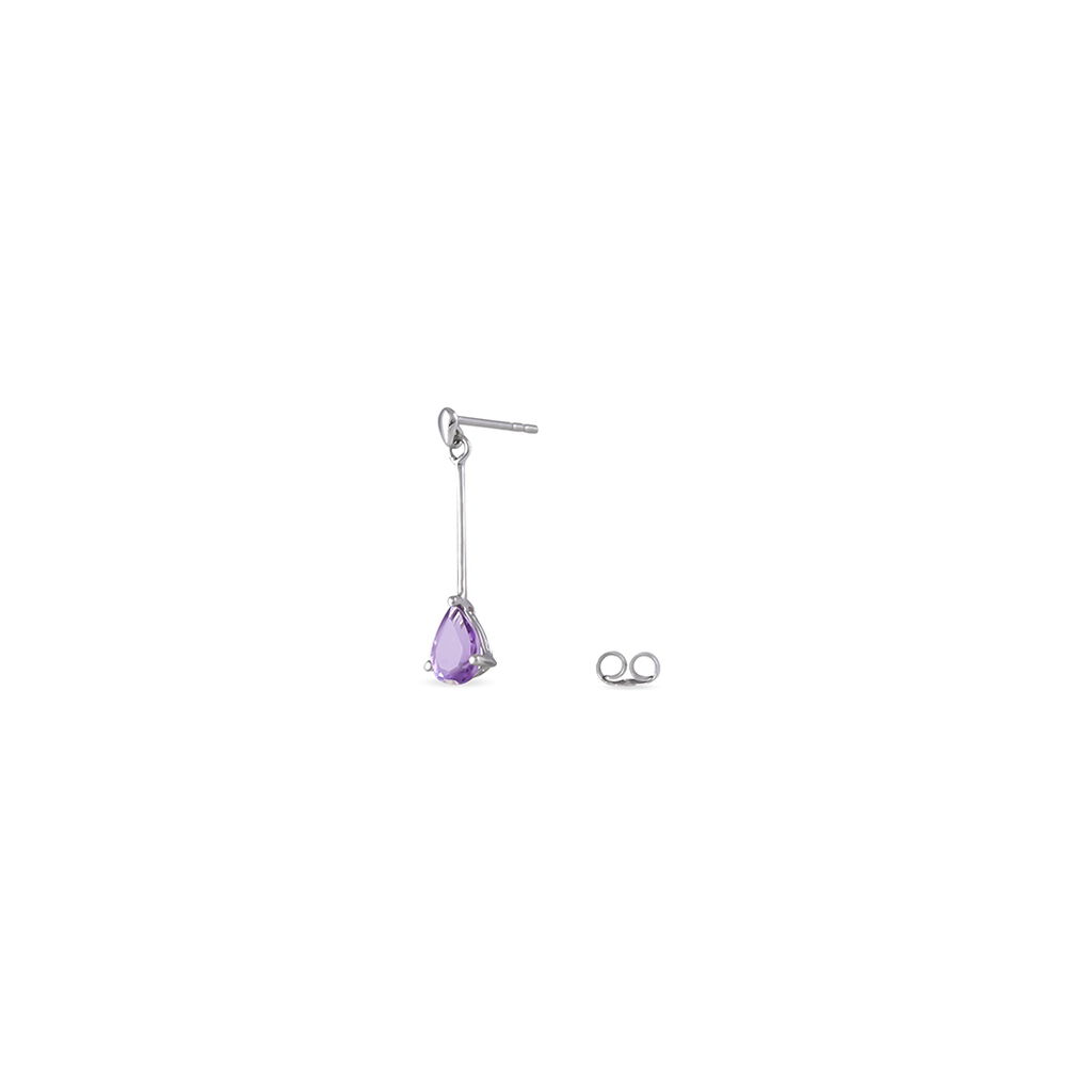 Boucles D'oreilles Pendantes Goutte Or Blanc Amethyste