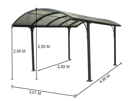 HABRITA - Carport aluminium - Toit demi-rond 14,62 m2