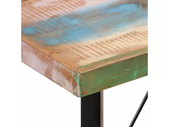 Table de bar 150x70x107 cm bois massif de récupération et fer