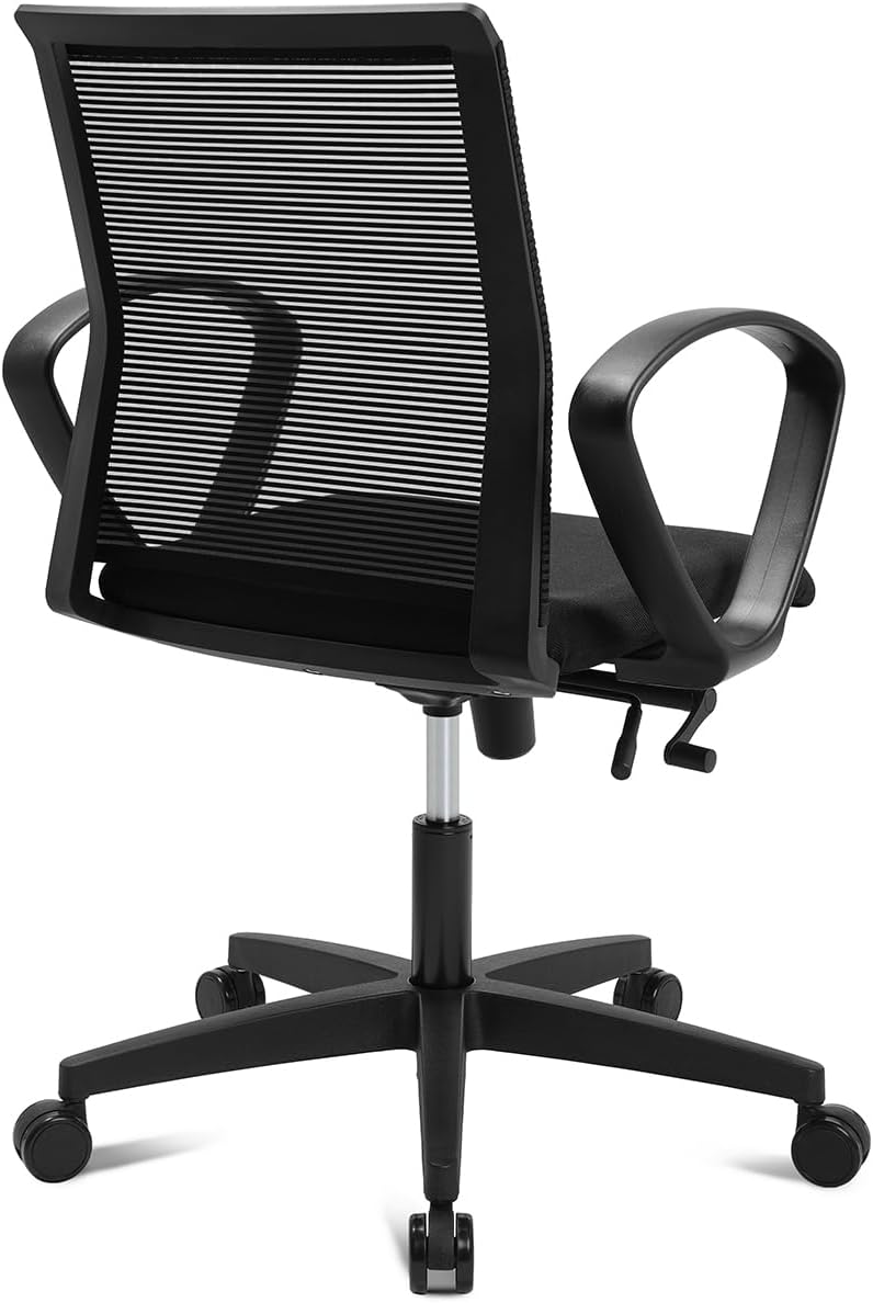 TOPSTAR Living Chairs Basic 10 – Bürostuhl mit Air+ Luftkissen-Technologie, ergonomisch & preiswert, Wippmechanik, Netzrücken, Made in Germany, Top Preis-Leistung, mit Ringarmlehne, Stoff schwarz