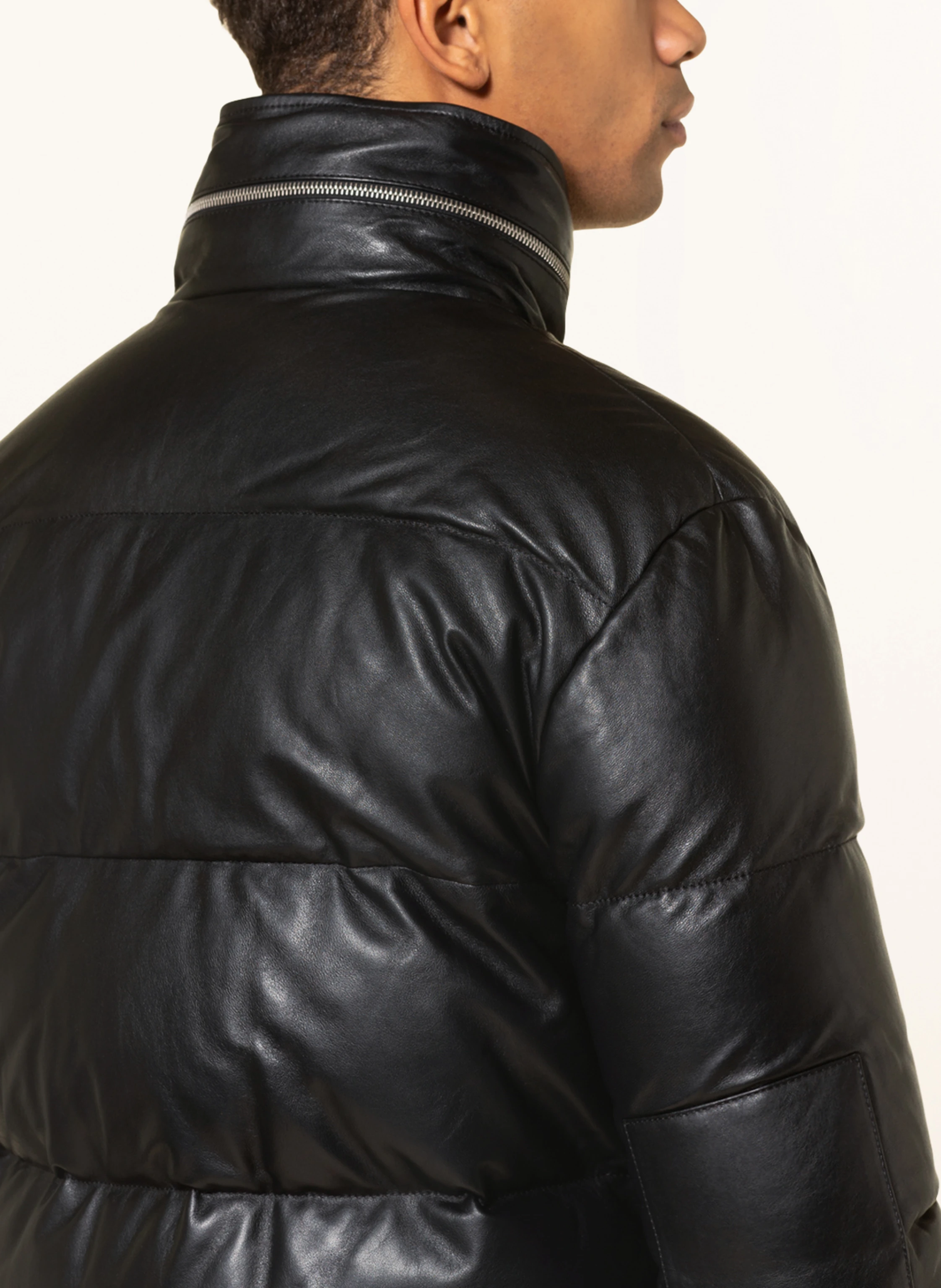 SAINT LAURENT Daunenjacke aus Leder mit abnehmbarer Kapuze