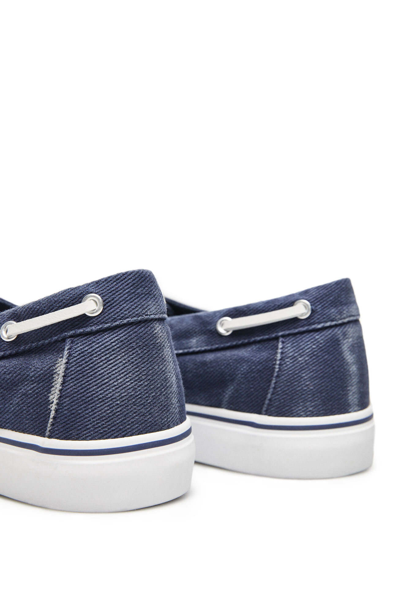 Zapato náutico algodón lavado - Azul marinho