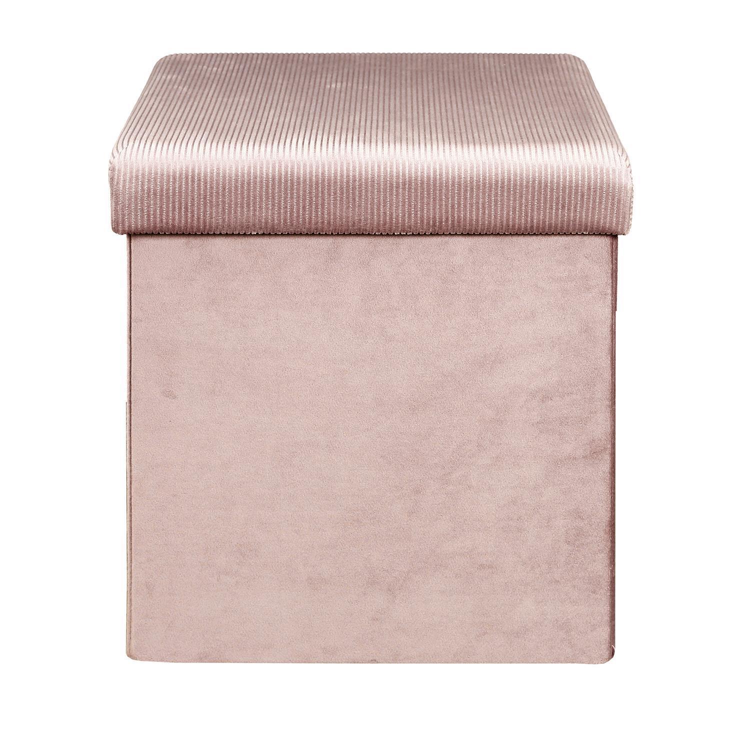 COFFRE POUF PLIABLE VELOURS COTELE GIULIA ROSE