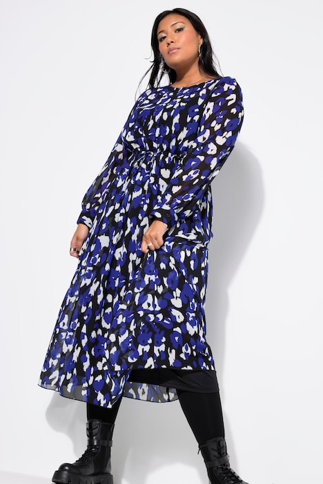 Maxikleid, A-Line, Color-Leo, Langarm