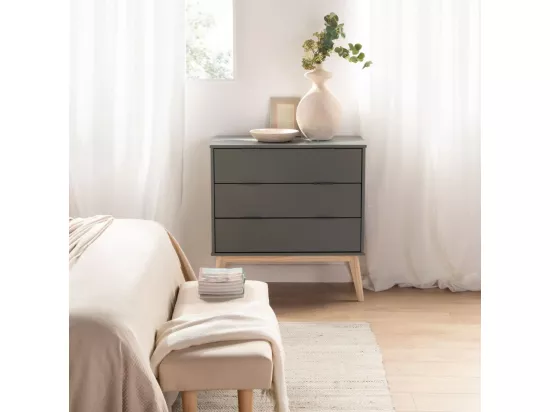 Commode en laqué vert anthracite 80x83 cm-Troy