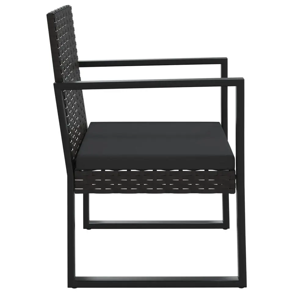 vidaXL - Loungeset - Zwart - Poly rattan - 3 stuks - Met kussens