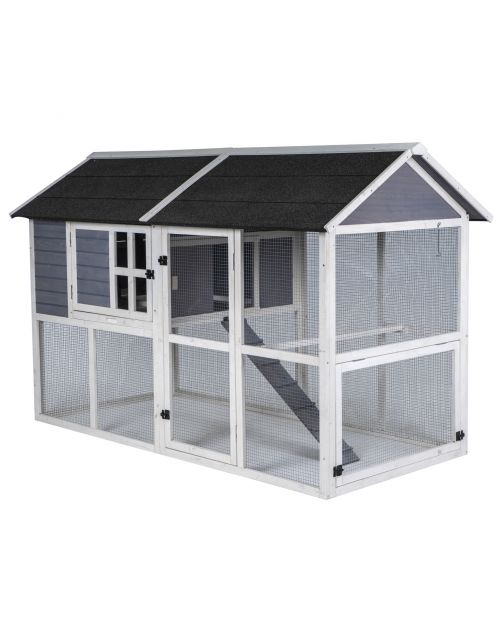 Adori Kippenhok Finn - Dierenverblijf - 211.5x105.5x136 cm Lichtgrijs Wit