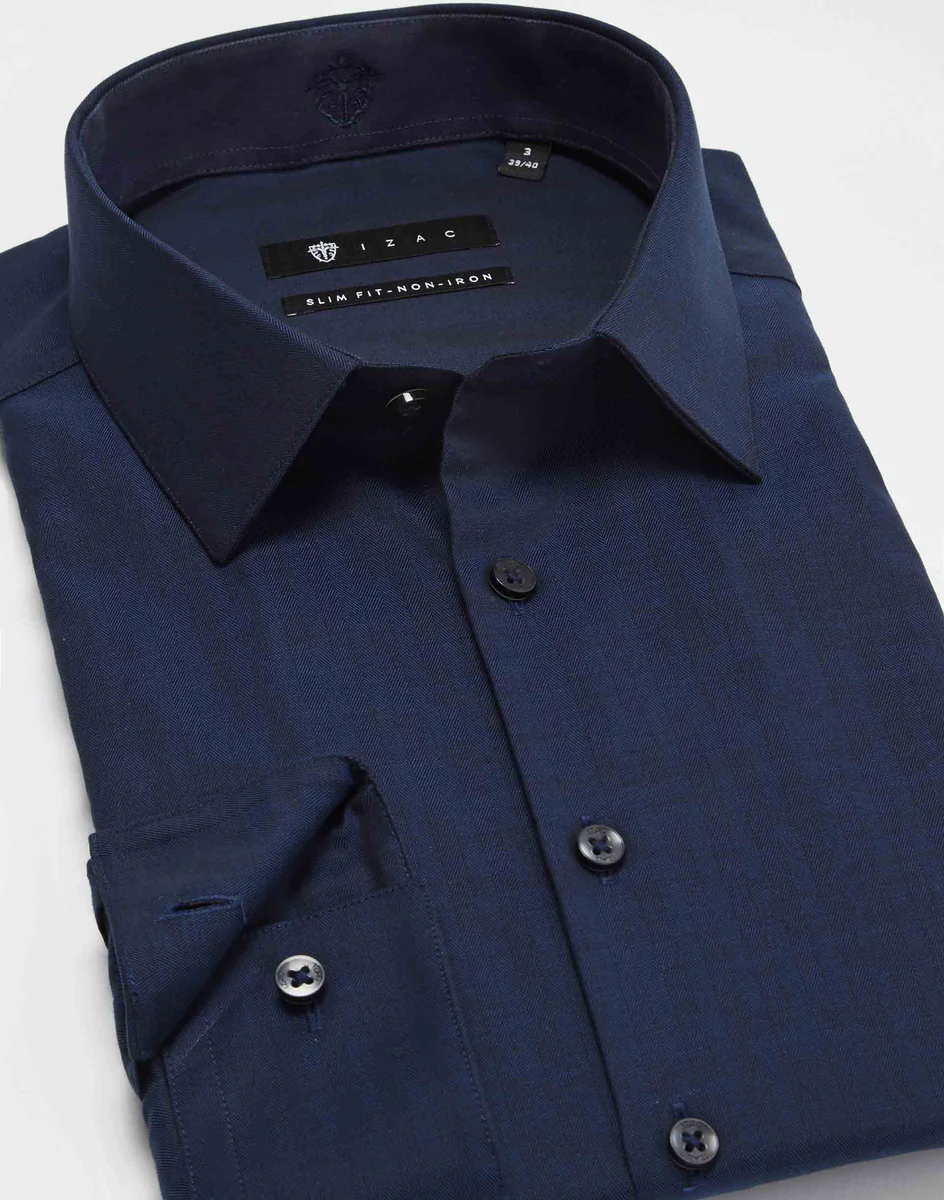 Chemise slim non-iron marine