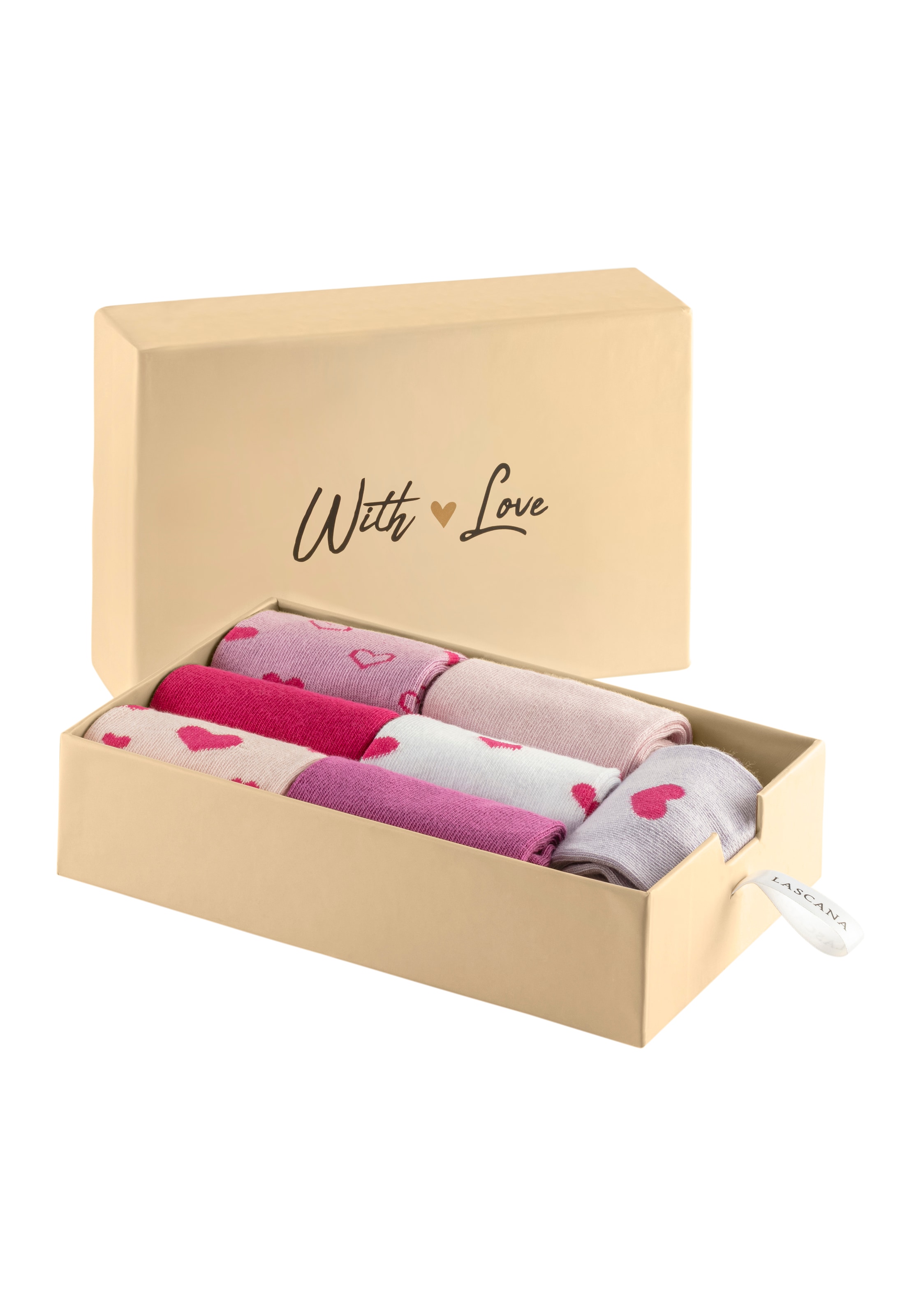 LASCANA Basicsocken Box, 7 Stk. tlg. in Geschenkbox für den Valentinstag