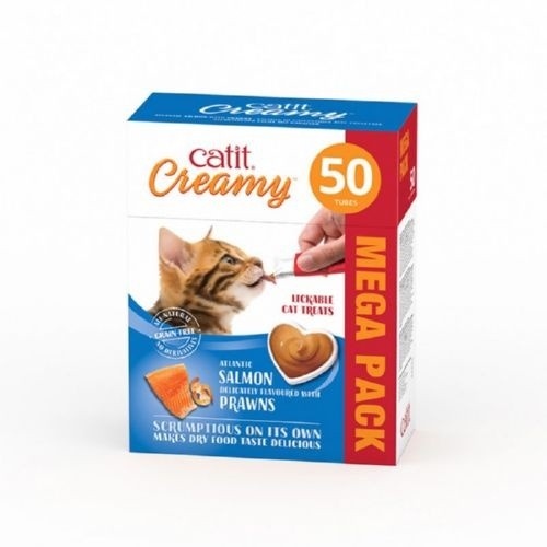 Catit cremoso com sabor de salmão e camarão