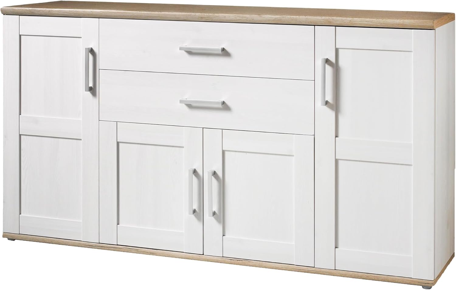 Stella Trading ROMANCE Sideboard in Sibiu Lärche / Eiche San Remo Optik - Landhausstil Kommode mit viel Stauraum für Ihr Wohnzimmer - 186 x 100 x 46 cm (B/H/T)