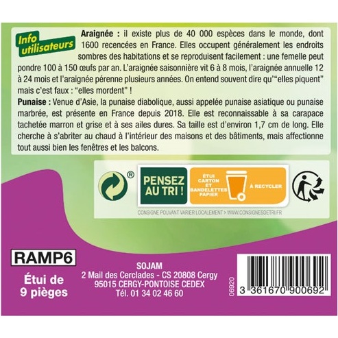Piège à glu pour insectes rampants aromatisé vanille Acto - Étui de 9