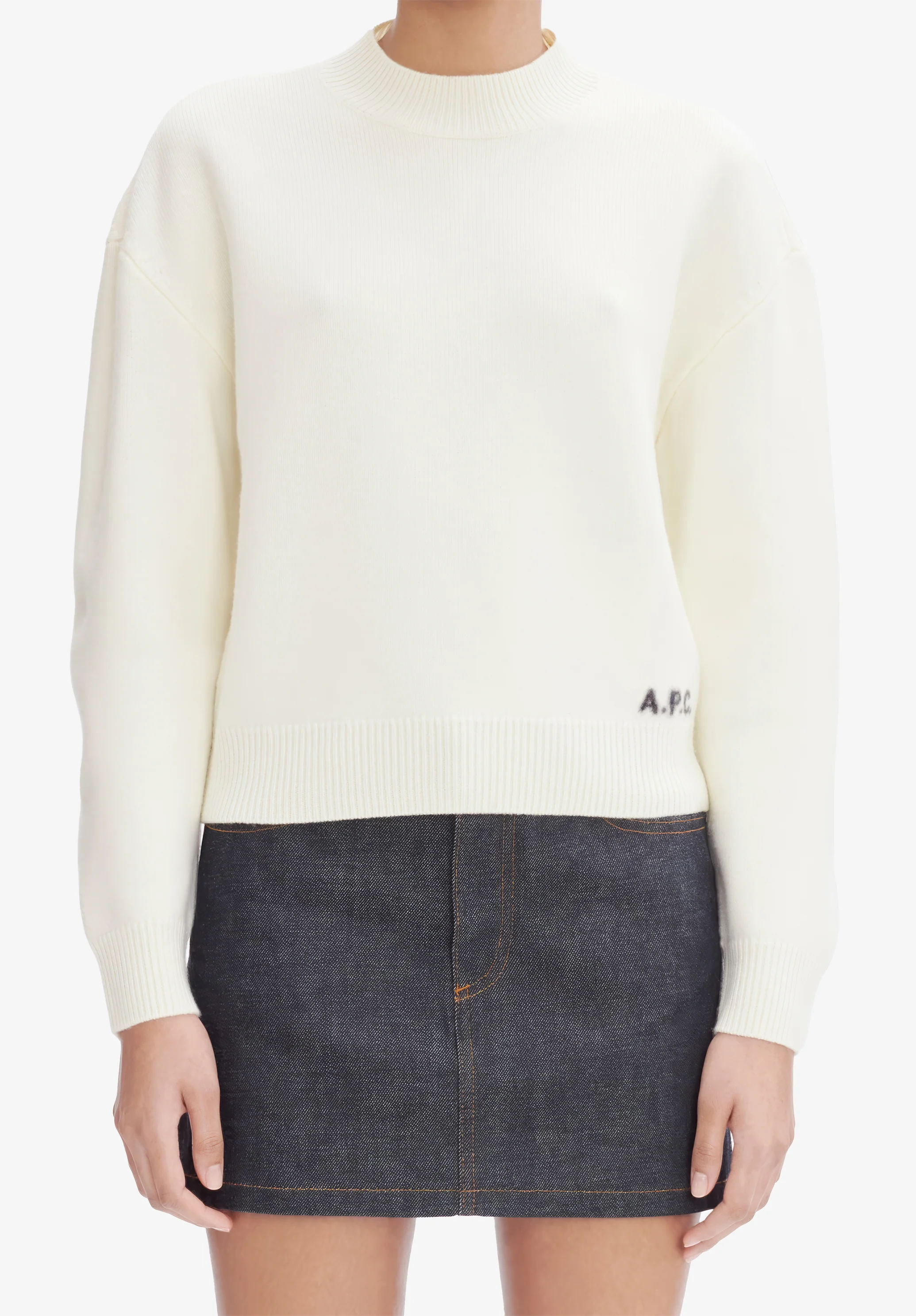 pull col rond - Ecru