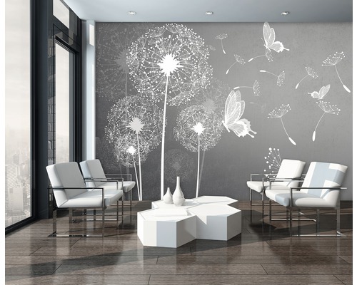 Vliesbehang 3712 VEXXL Paardenbloem grijs 3-delige set 312 x 219 cm