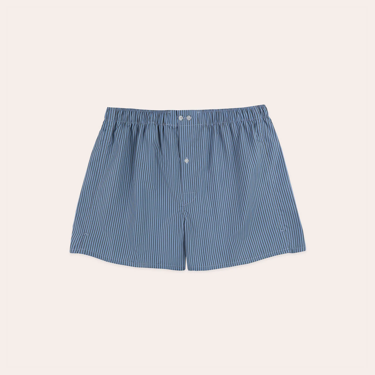 Upcycled boxer shorts with blue and taupe stripes