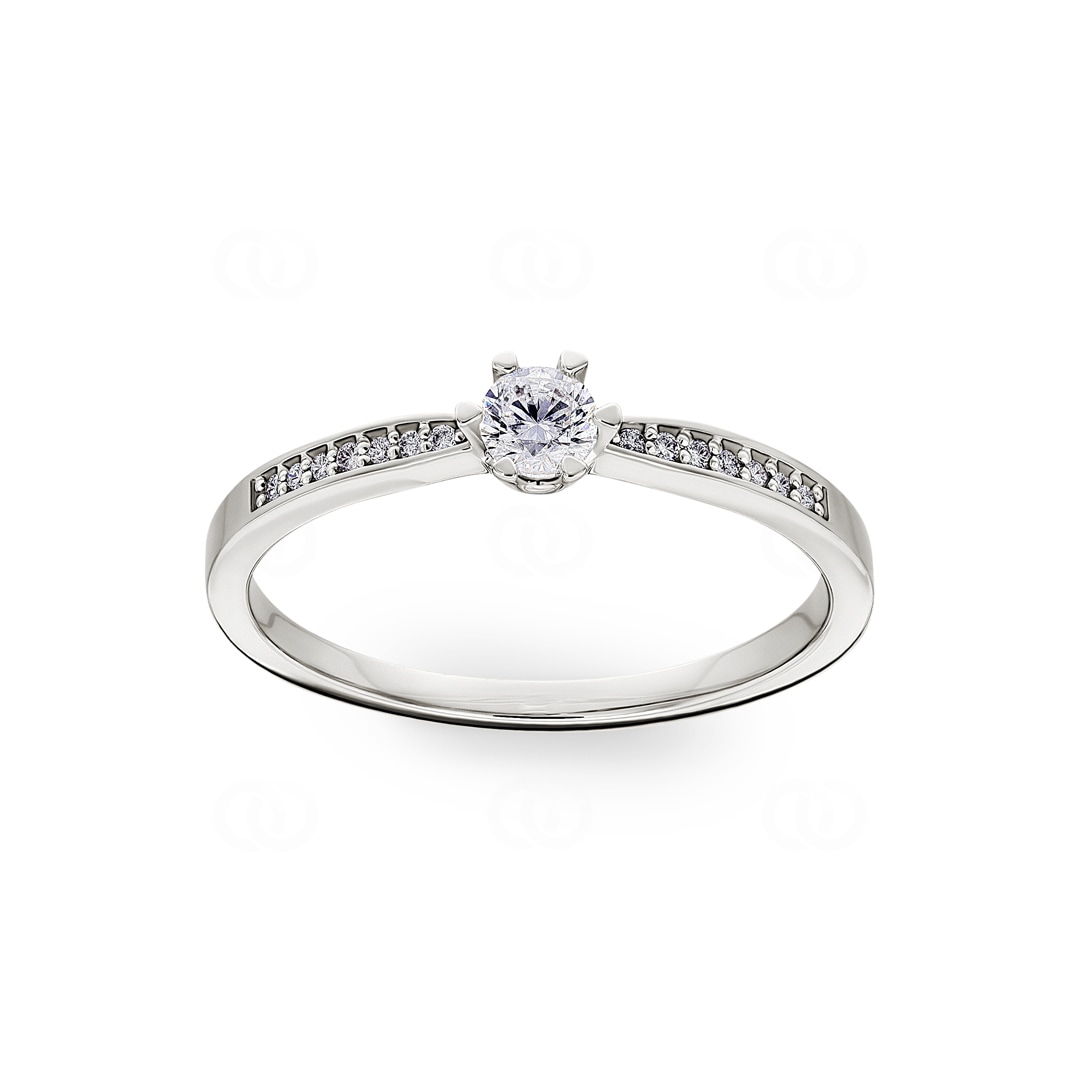 Verlobungsring 750/18 K Weissgold mit Diamanten 0.19 ct H/si