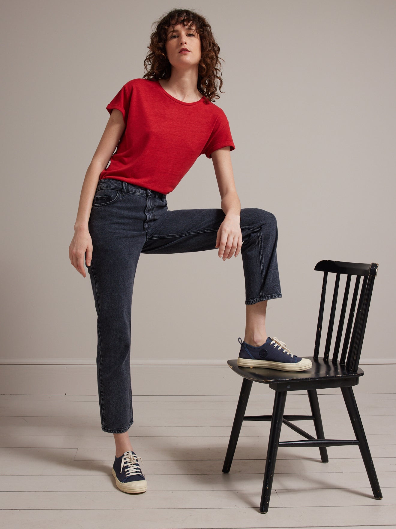 T-shirt col rond femme lin et viscose
