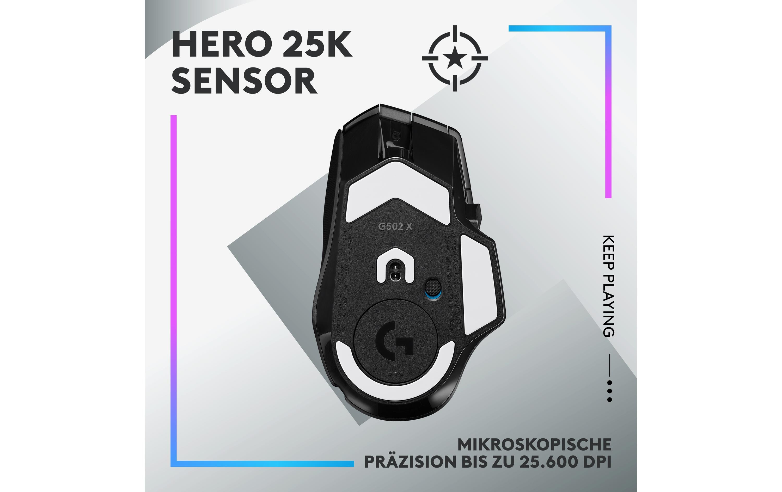 Gaming-Maus G502 X Plus Schwarz<br>Kabellose Lightspeed Gaming-Maus mit «Lightsync»-RGB-Beleuchtung