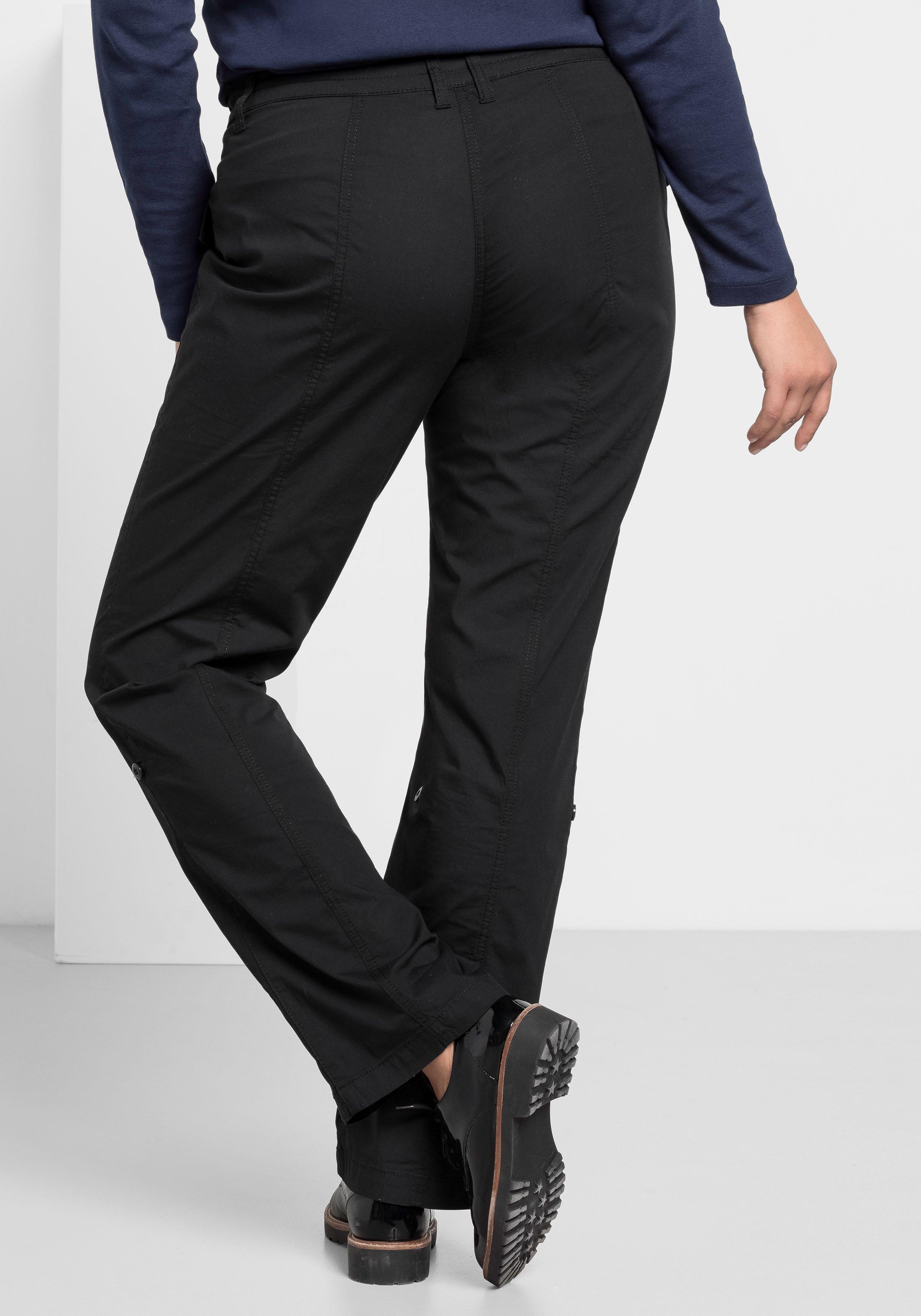 Gerade Hose mit Teilungsnähten und Krempelfunktion