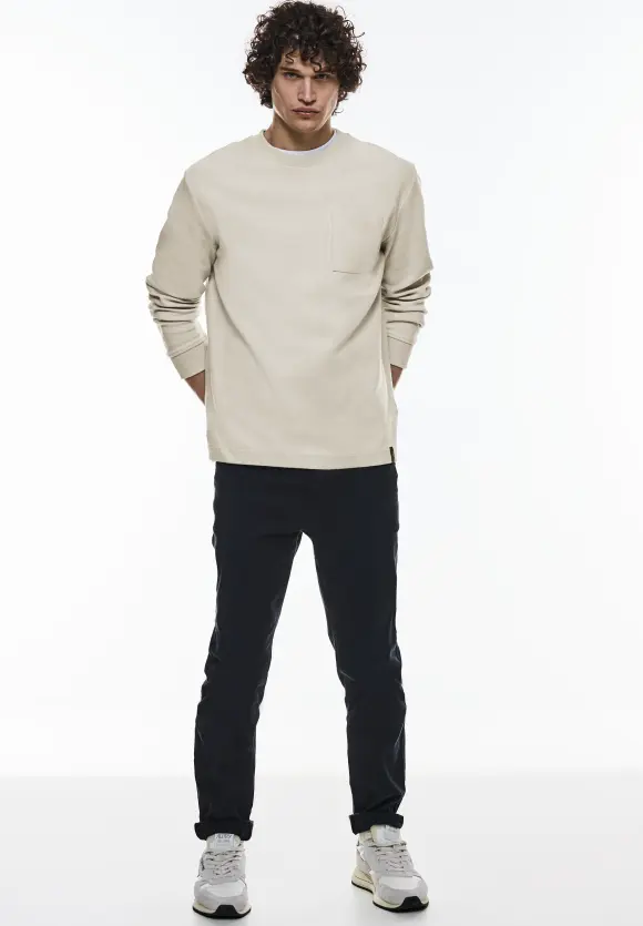 Waffelstruktur Sweatshirt - faded stone