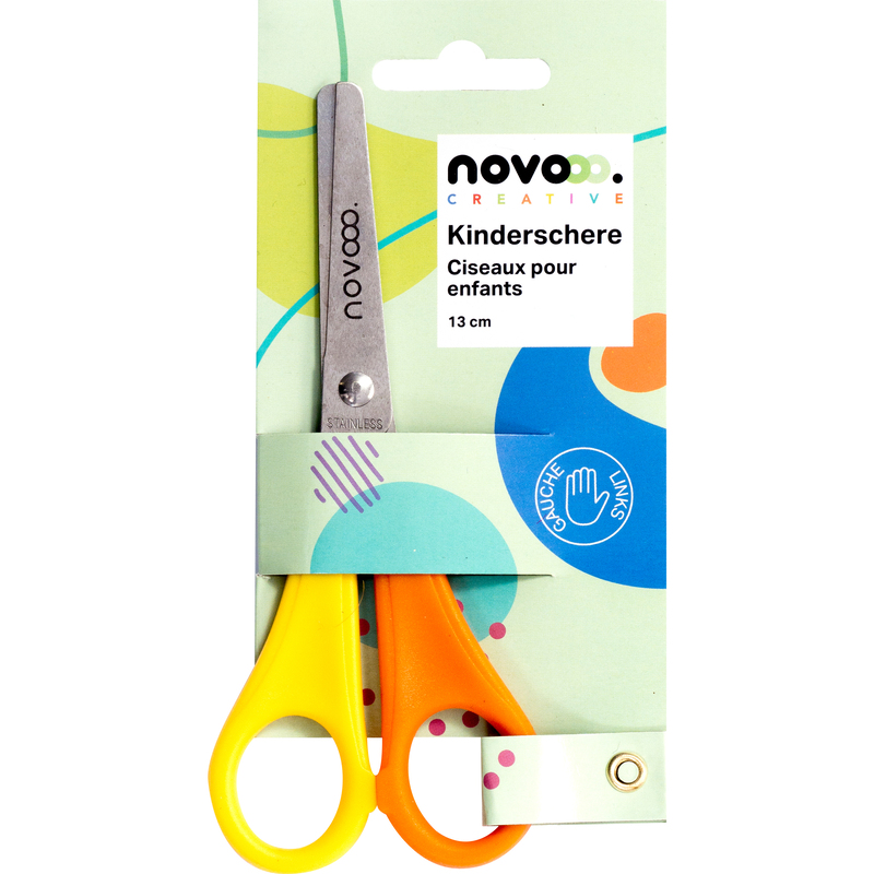 novooo Kinderschere Creative, für Linkshänder, 13 cm