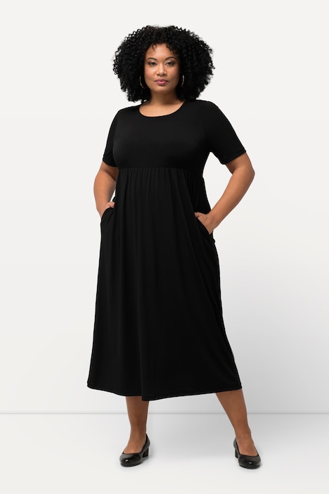 Jerseykleid, Empirenaht, Rundhals, Halbarm, Taschen