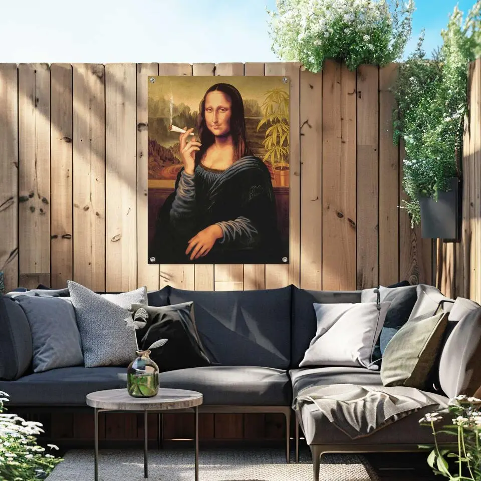 Tuinposter Mona Lisa - joint - 80x60cm - Bruin