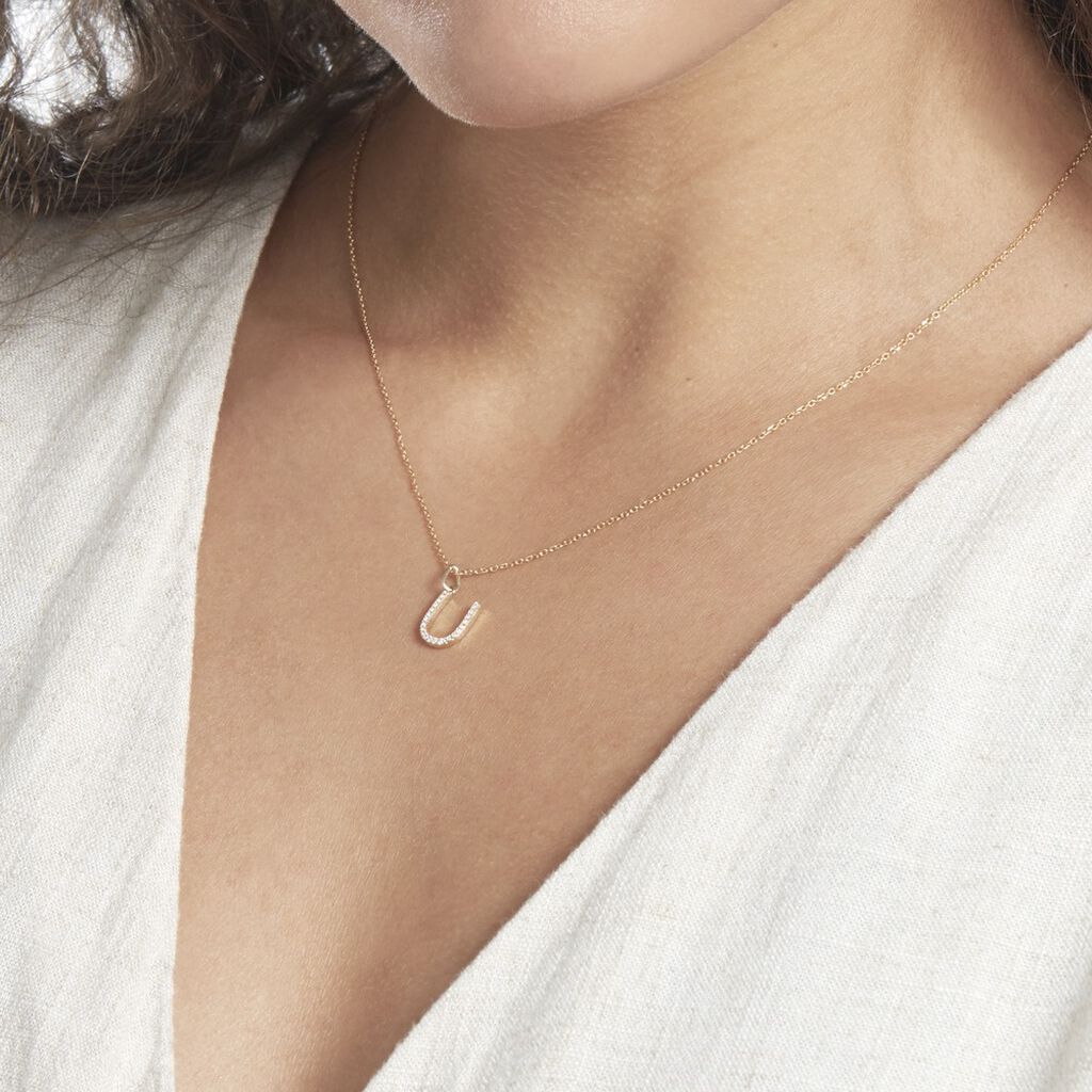 Pendentif Lettre U Or Jaune Oxyde