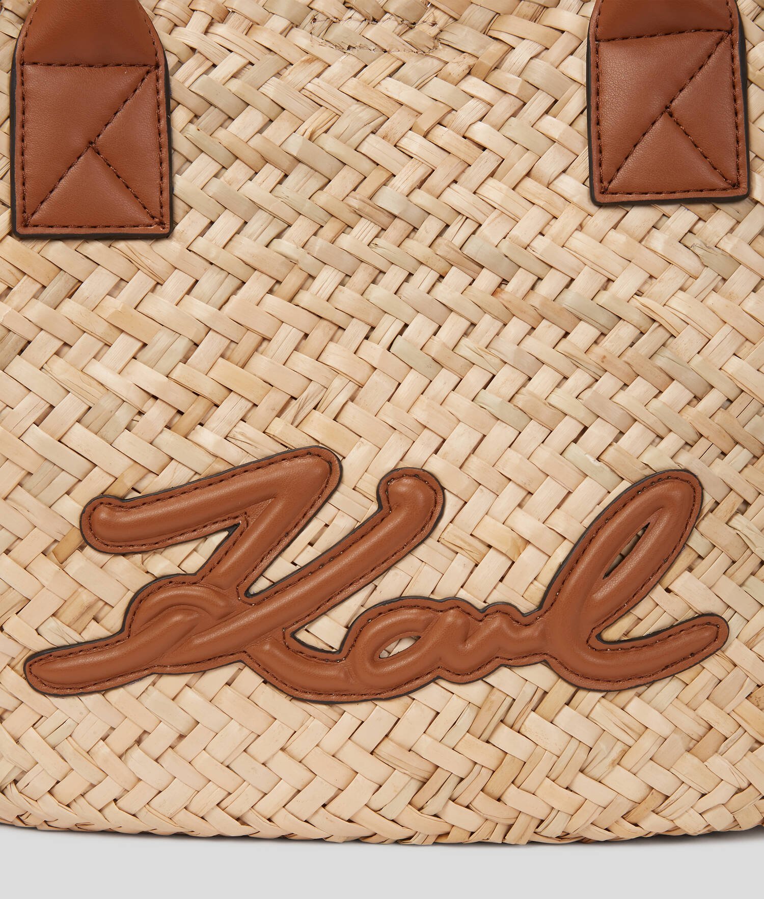CABAS EN RAPHIA K/SIGNATURE TAILLE MOYENNE - Naturel-Tan