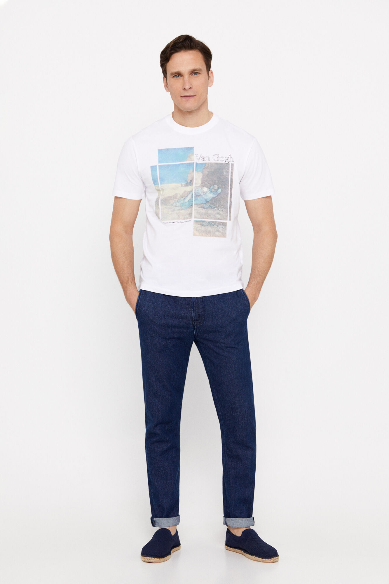 Camiseta branca com estampa de Van Gogh