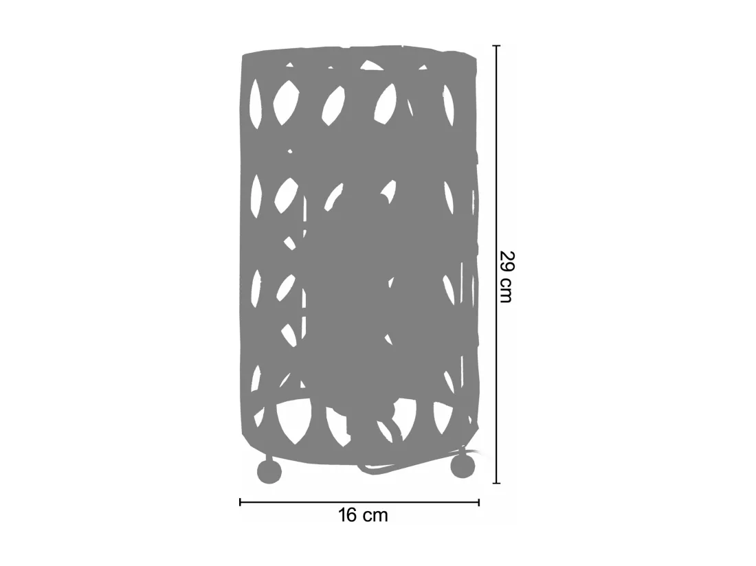 Lampe de chevet cylindre métal gris 29 cm.