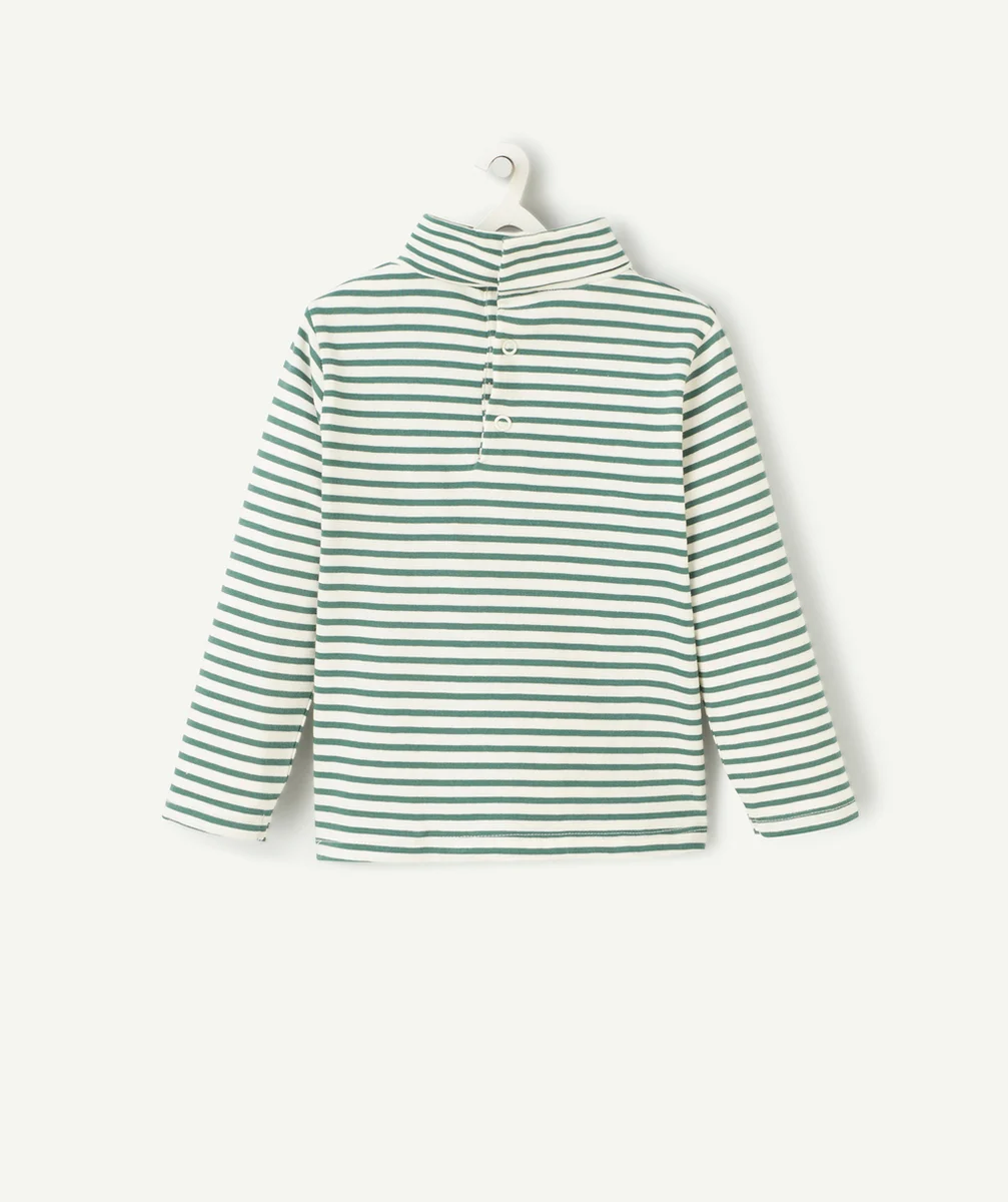 SOUS-PULL BÉBÉ GARÇON EN COTON BIO IMPRIMÉ À RAYURES VERTES