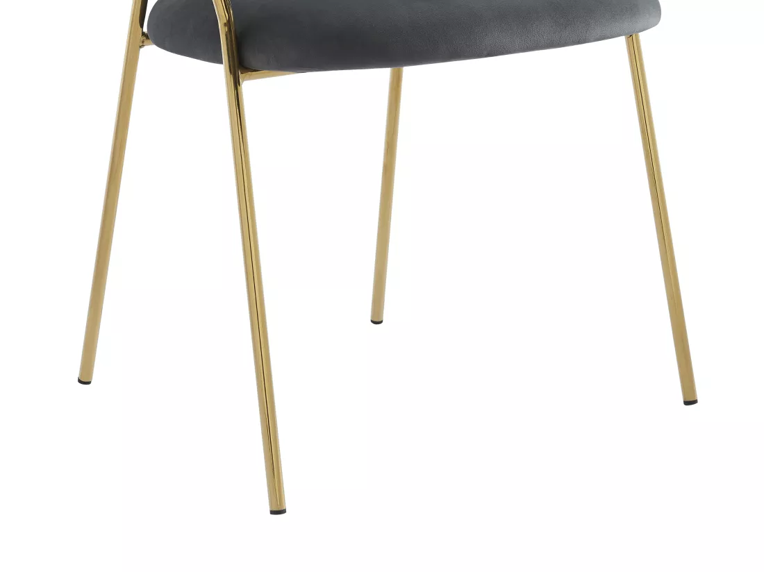 Lot de 6 chaises en velours et métal doré - Gris - MADOLIA de Pascal MORABITO