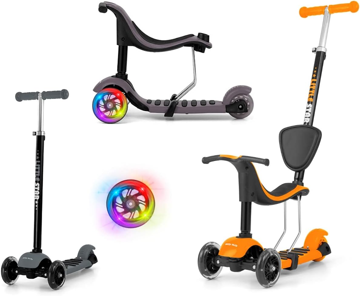 Porteur trottinette 3 en 1 little star orange