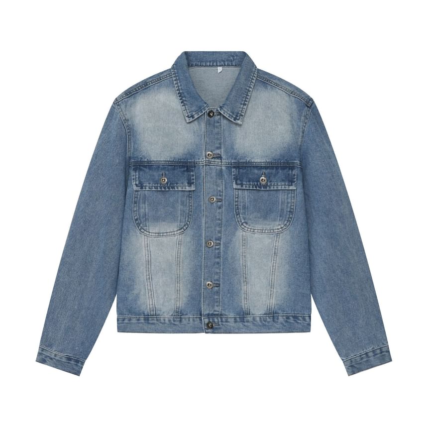 pinkdropper - Gewassen denim jasje met kraag en knopen