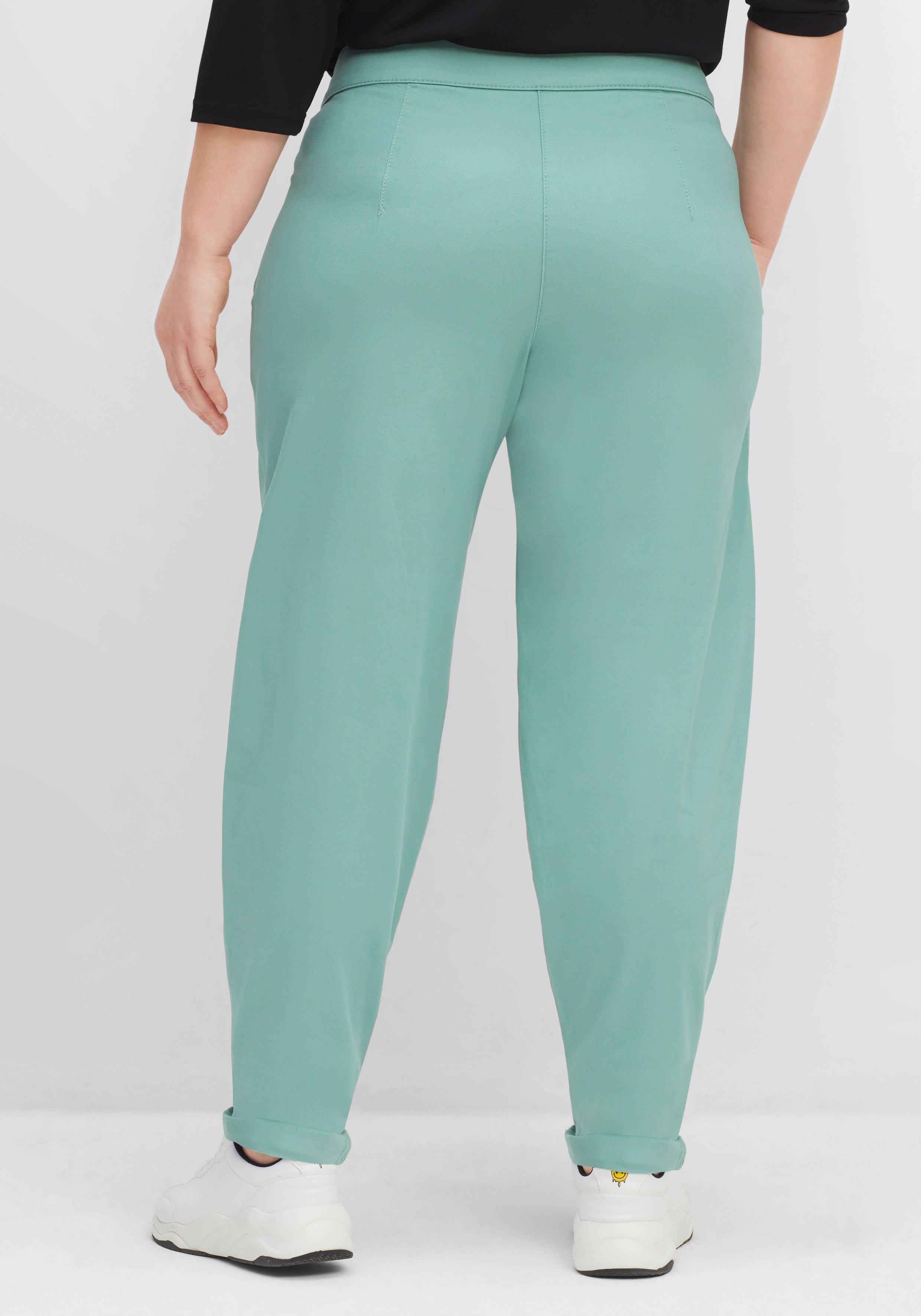 Twillhose OLIVIA mit Gürteldetail und Bundfalten