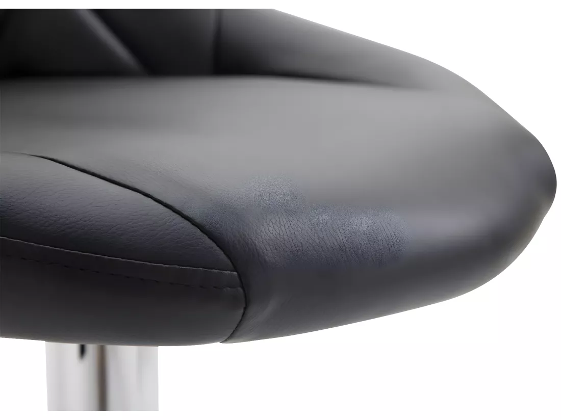 Lot de 2 Tabouret de bar - Similicuir & Métal chromé - Noir - Lazio
