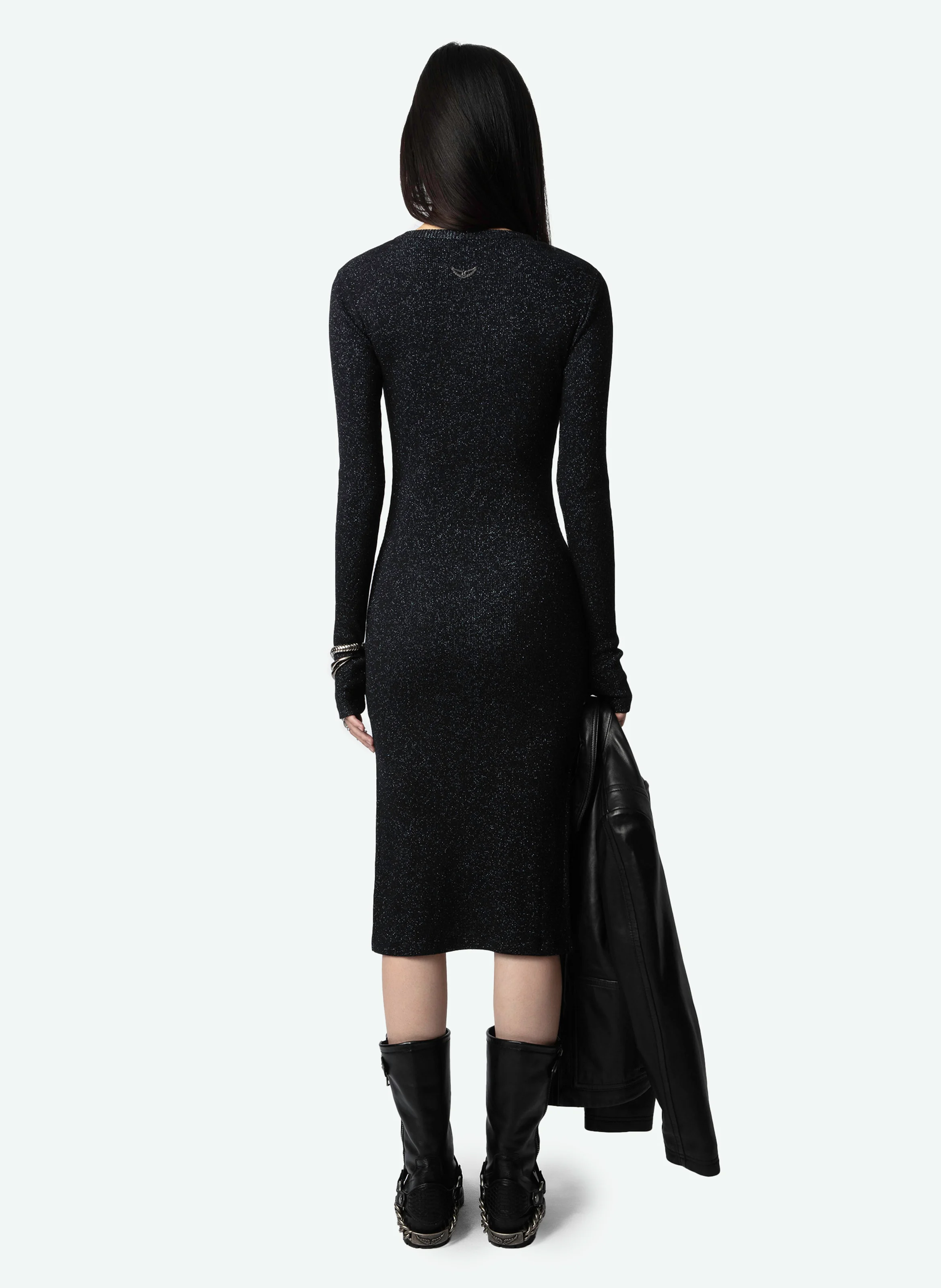 RUBY - Robe mi-longue ajustée| Noir