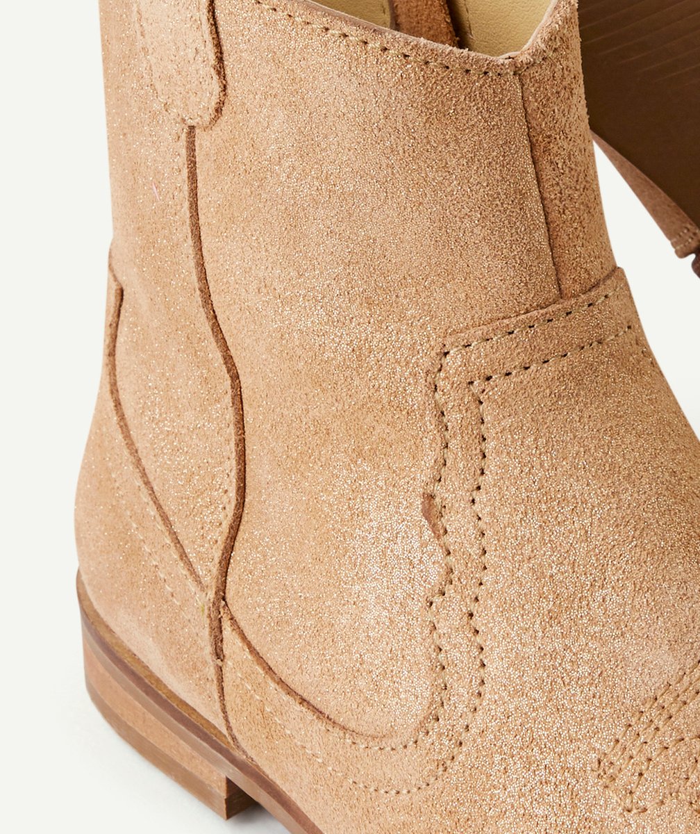 BOTTES STYLE SANTIAGS FILLE EN CUIR BEIGE ET PAILLETÉ