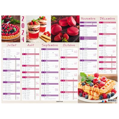 Calendrier Fruits - 6 mois par face - 40,5 x 55 cm - Oberthur
