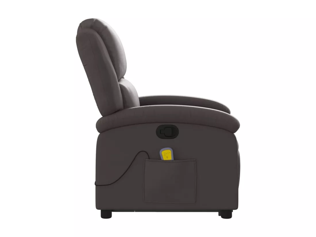 Fauteuil inclinable massant marron foncé cuir véritable
