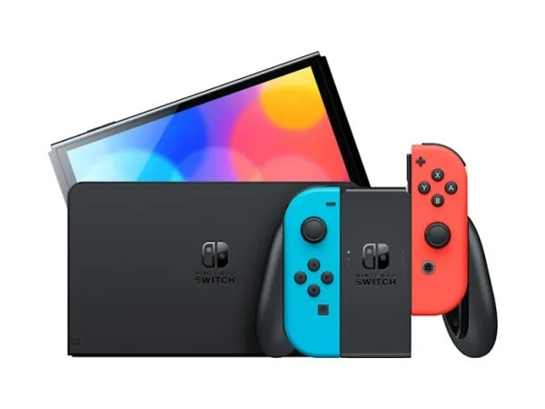 Nintendo | Switch OLED - Spilkonsol - Full HD - 64GB - Sort | Inkl. 2 x Joy-Con (Neonrød/Neonblå)