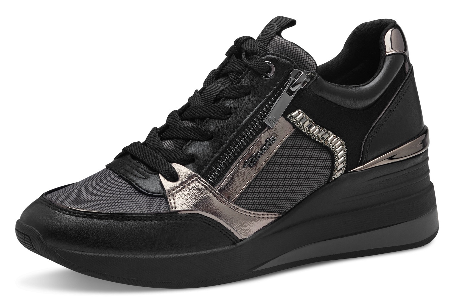 Tamaris Keilsneaker  , Freizeitschuh, Halbschuh, Schnürschuh mit Schmucksteinen