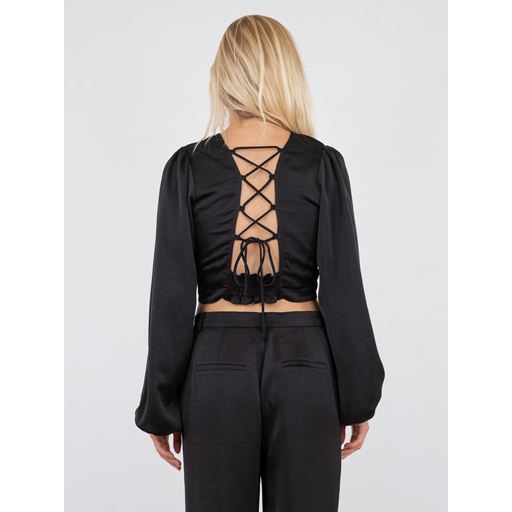 Neo Noir Aura Heavy Sateen Bluse, Sort, 38