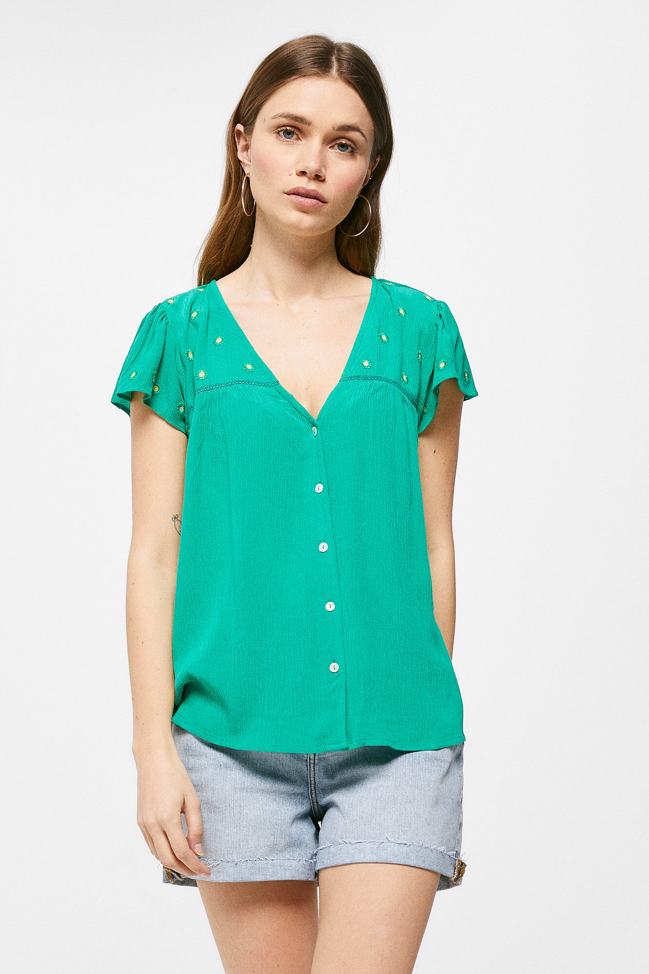 Blusa Bambula bordada - verde