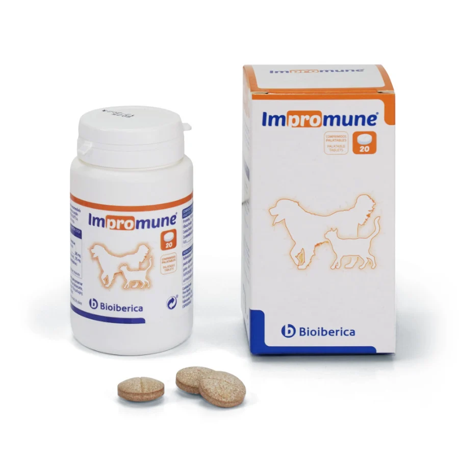 Suplemento alimentar Bioiberica Impromune para cães e gatos.